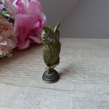 Miniature owl figurine Greece Brass Plated Bronze on Base