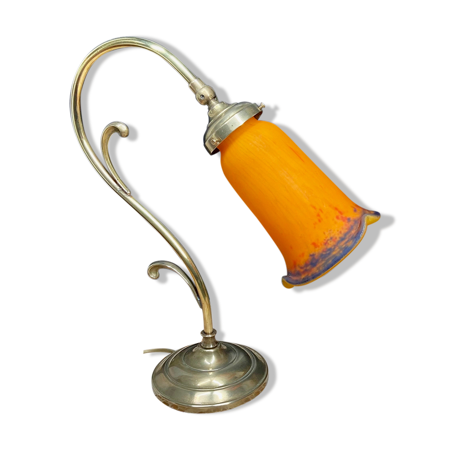 Lampe laiton et pâte de verre art déco