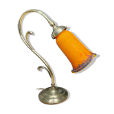 Lampe laiton et pâte de verre art déco