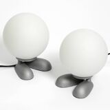 Pair of 1990s table lamps with a cast aluminum base by Sompex