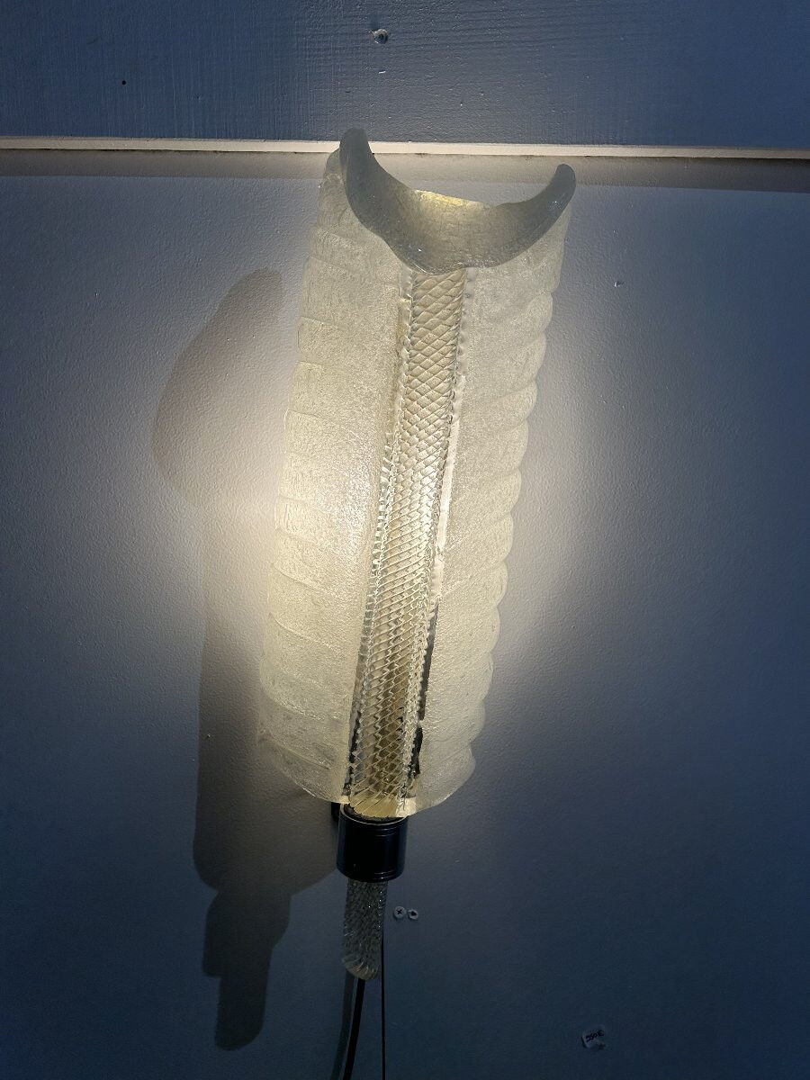 Applique Murale Feuille en Verre de Murano attribuée à André Arbus pour Barovier & Toso, 1950s