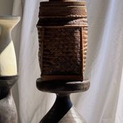 Large Indonesian wicker fishing basket with lid H65 D33