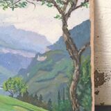 Toile ancienne montagne