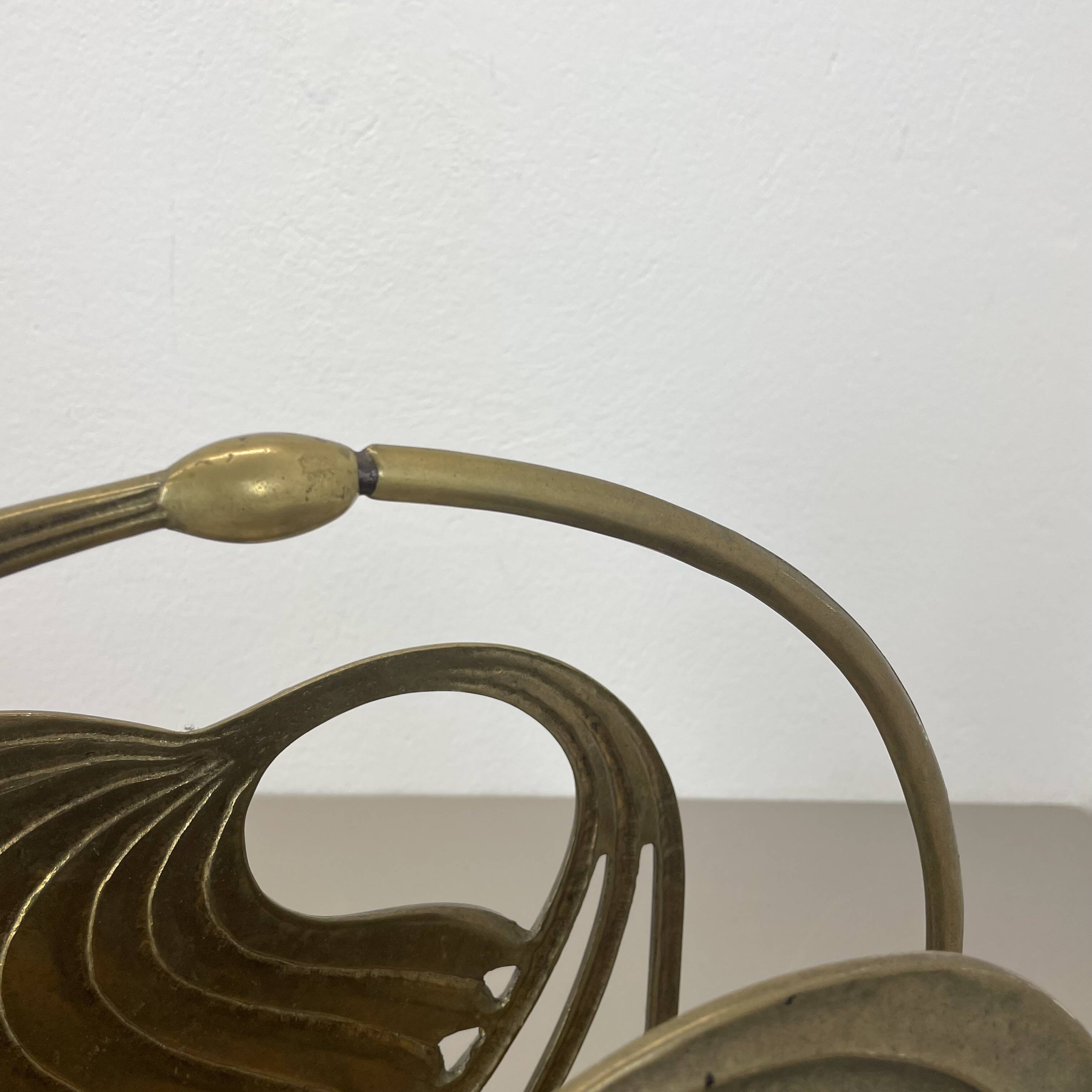 Hollywood Regency 4.8kg Brutalist Solid Brass Magazine Holder Stand, Italy