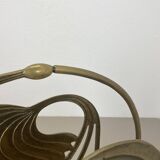 Hollywood Regency 4.8kg Brutalist Solid Brass Magazine Holder Stand, Italy