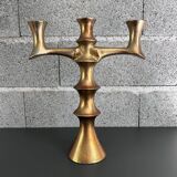 Brutalist gilt bronze candelabra