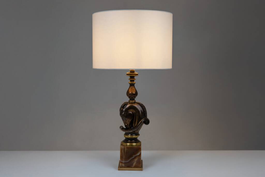 Maison Charles. Bronze patinated horse bust lamp. 1970s.