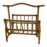 Large vintage rattan magazine holder 1960s - 1970s