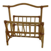 Large vintage rattan magazine holder 1960s - 1970s