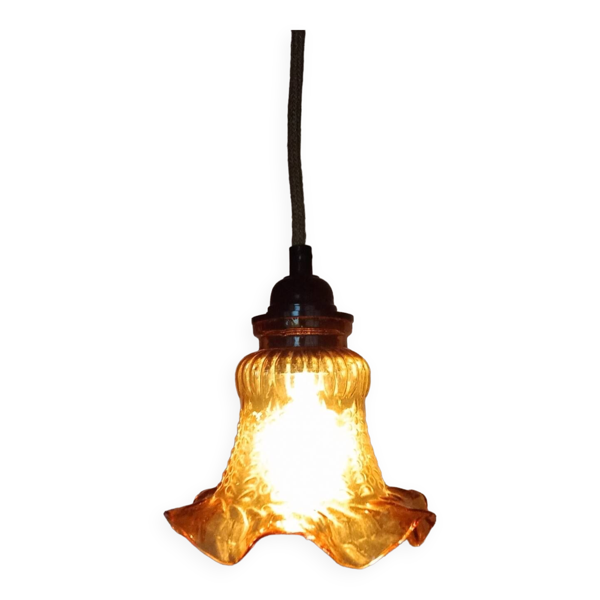 Pendant light / Amber glass lampshade