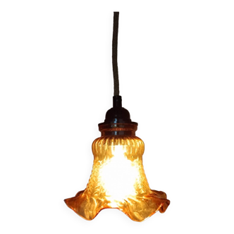 Pendant light / Amber glass lampshade