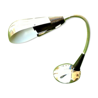 Lampe à poser tige articulée, tête orientable en métal chromé, années 70