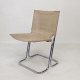 Set of 2 italian canvas and chromed metal chairs, 1970's
