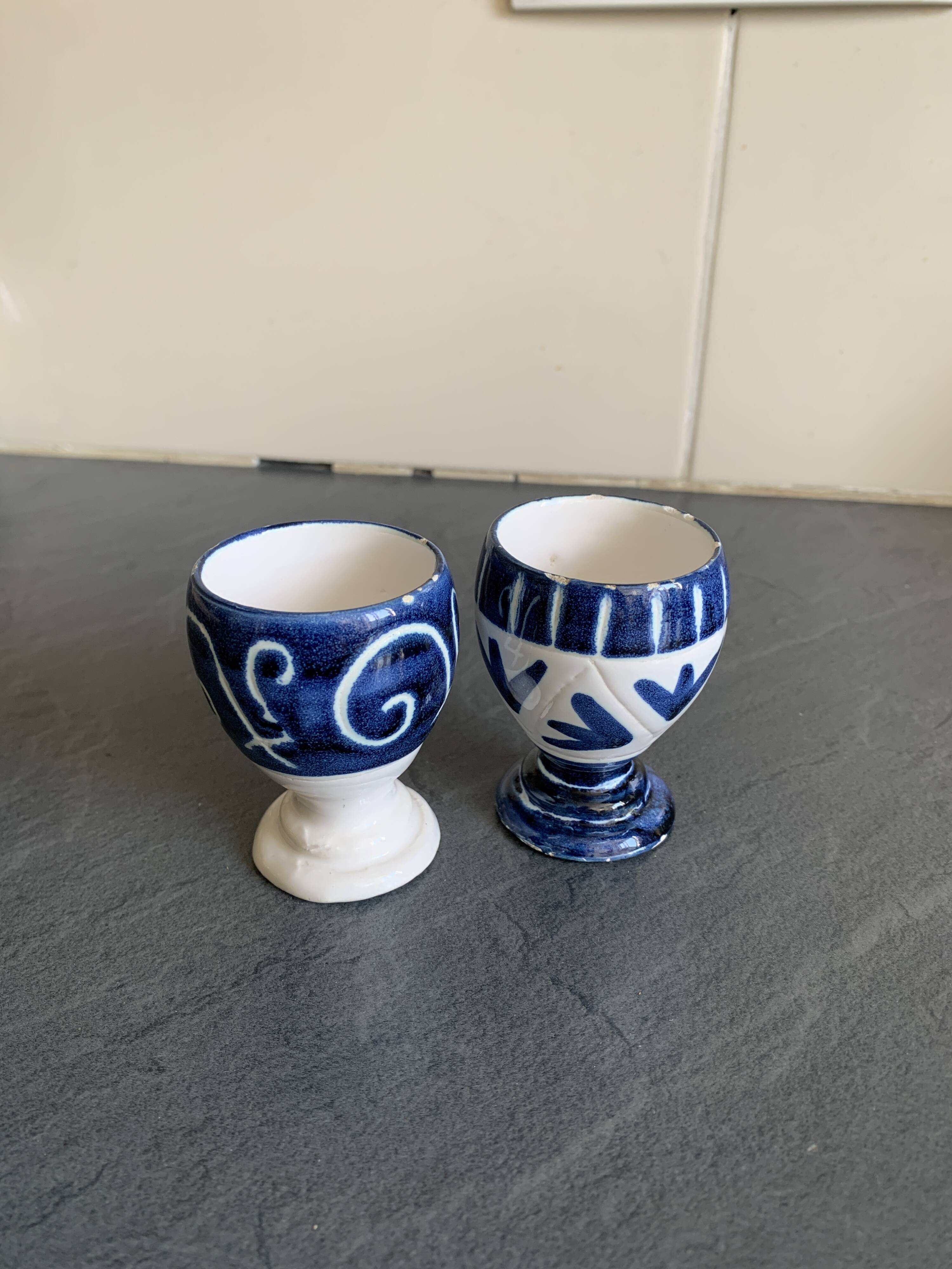 2 vintage Italian ceramic egg cups