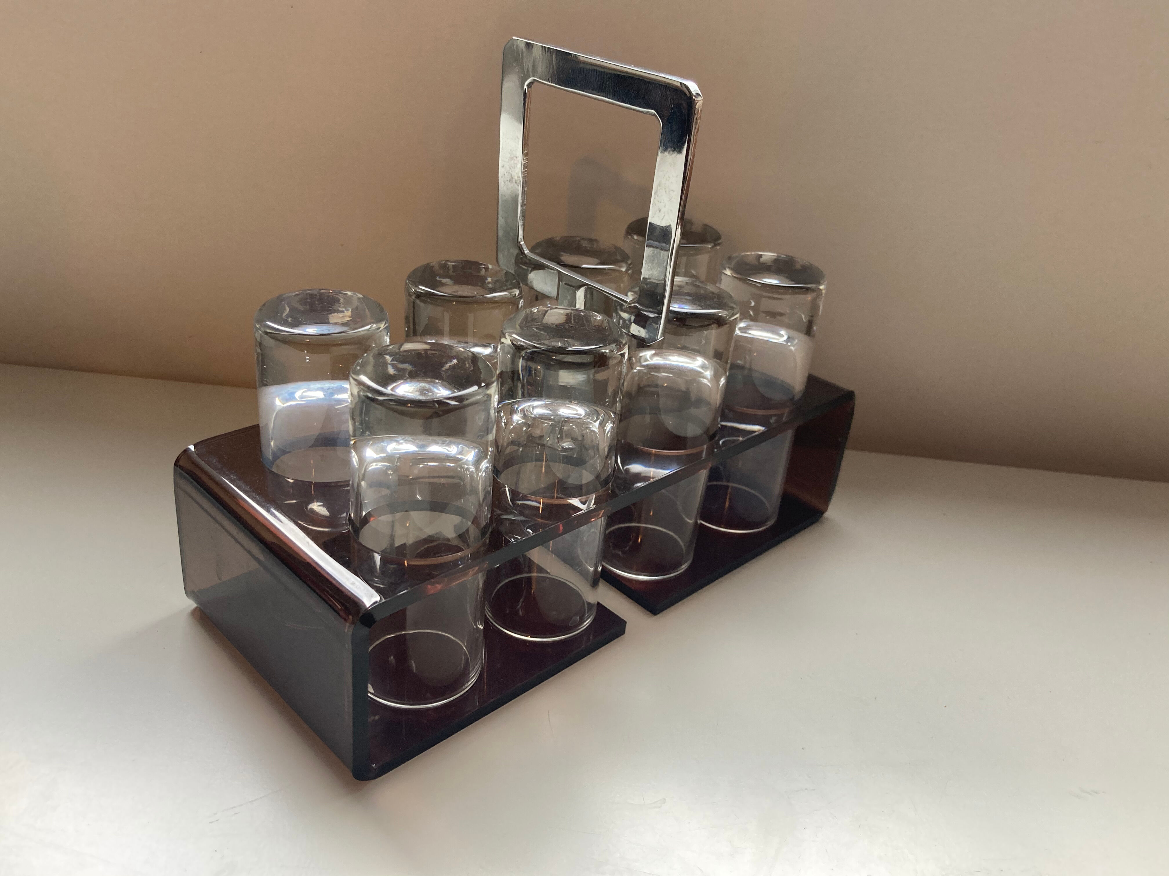 Old vodka alcohol aperitif shot service from the 70s