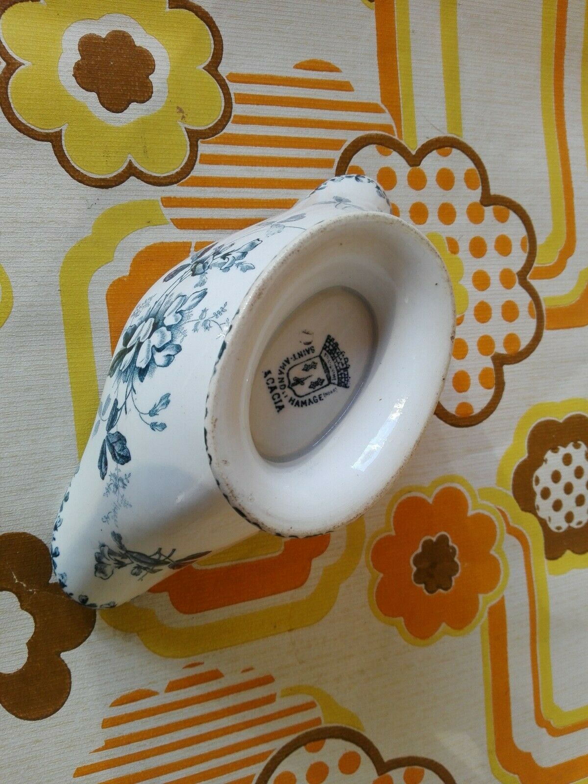 Saint Amand Hamage acacia floral pattern petrol blue vintage