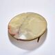 Vintage round coffee table: onyx top & gold brass structure