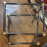 Orsenigo Italy nesting tables - clear glass and smoked glass