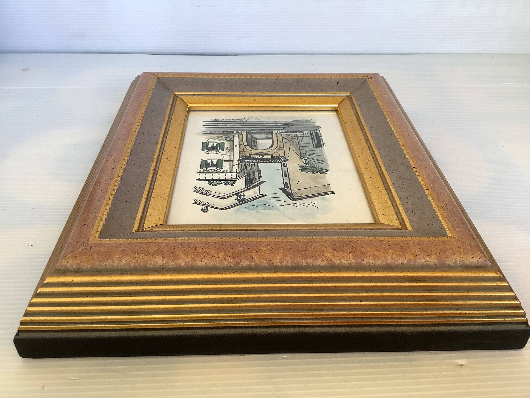 Watercolour painting signed village view