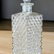 Square Whisky Carafe with Diamond Point Decoration in Moulded-Cut Glass