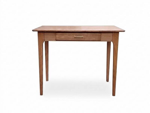 Table bureau, de cuisine, table d’appoint ancienne en chêne vintage 1950