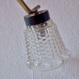 Vintage chandelier in molded glass, brass and steel - 5 branches - 1960s