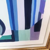 Cubist gouache painting, still life, anonymous 1970