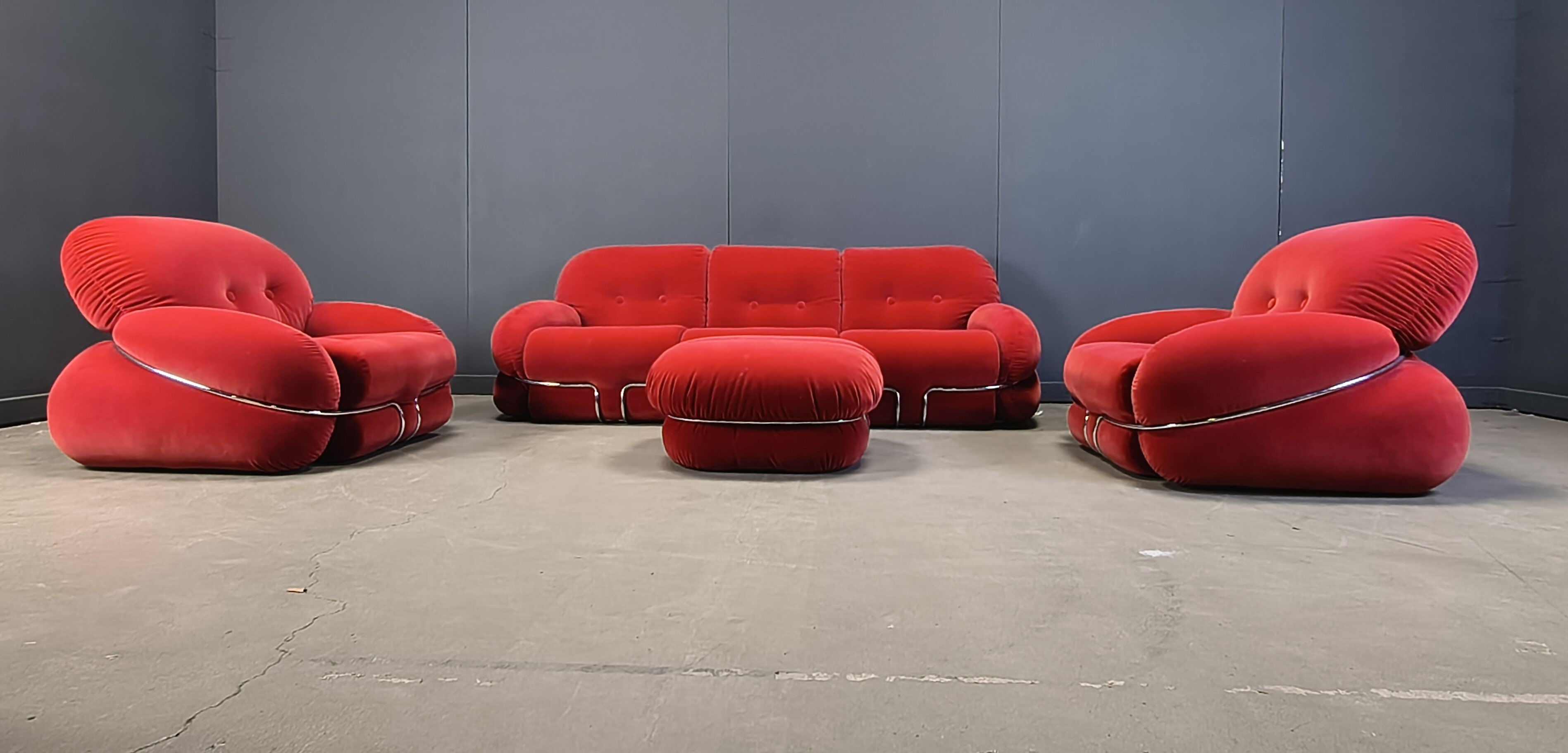 Mid-century modern "OKAY" sofa set by Adriano Piazzesi, 1970s