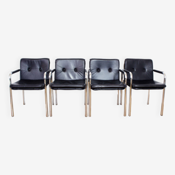 Set of 4 Bauhaus leather armchairs