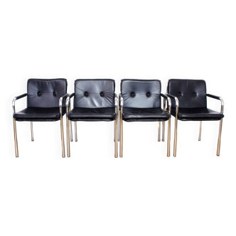 Set of 4 Bauhaus leather armchairs