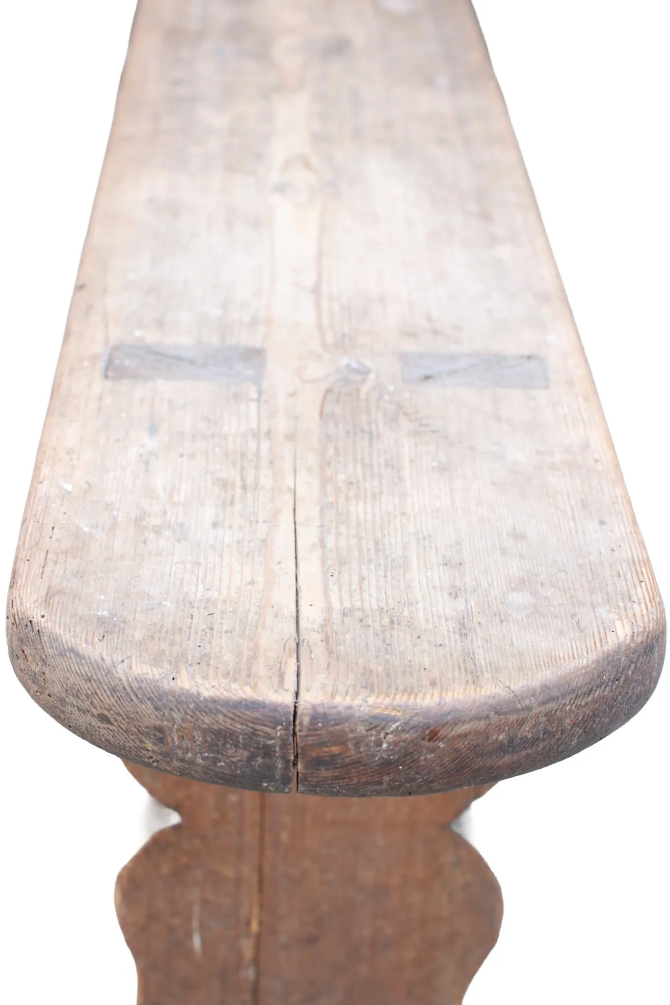 Long French wabi-sabi bench in weathered pine – circa 1900