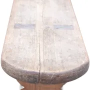Long French wabi-sabi bench in weathered pine – circa 1900