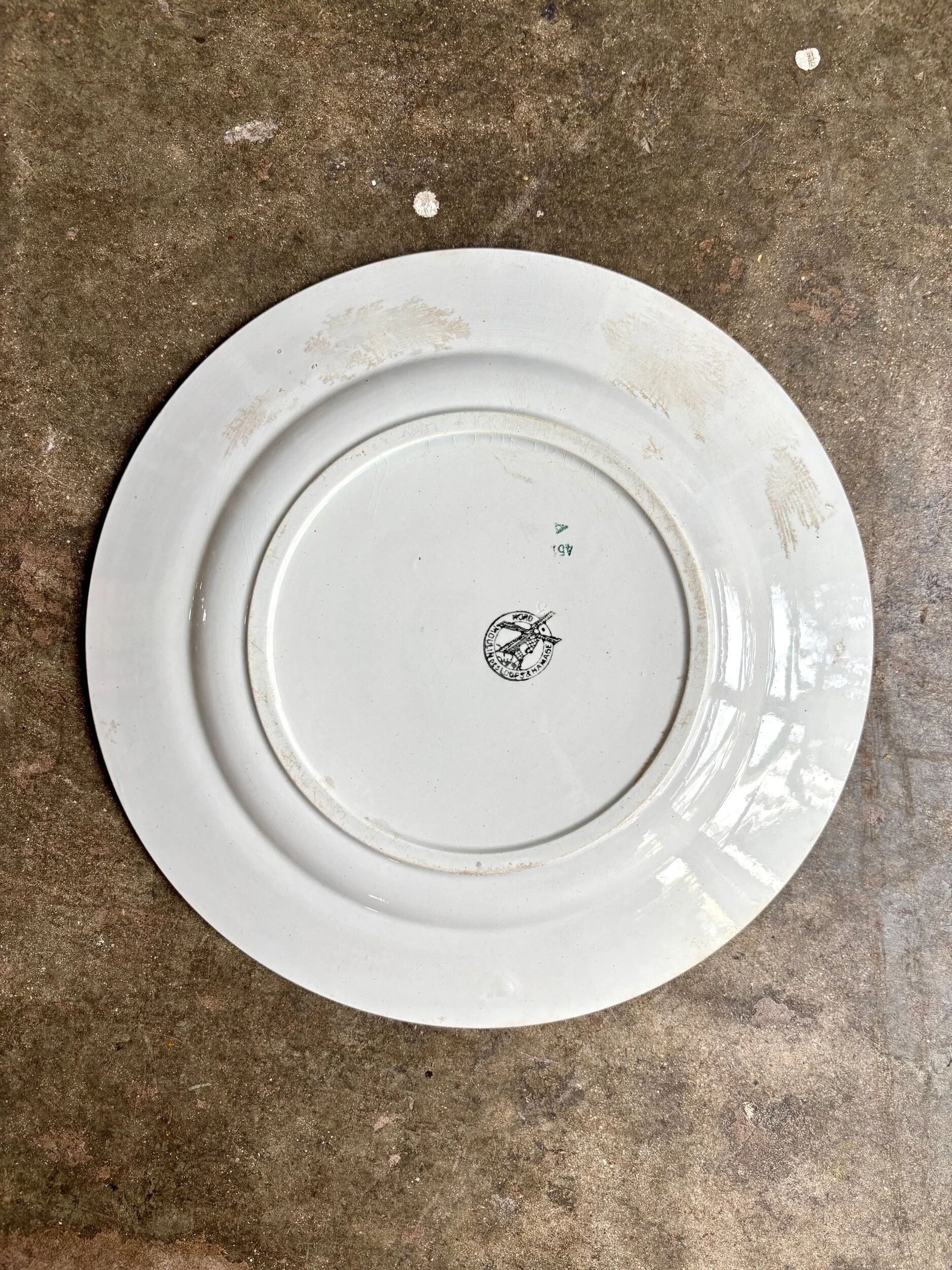 Round dish Moulin des Loups & Hamage in green ironstone