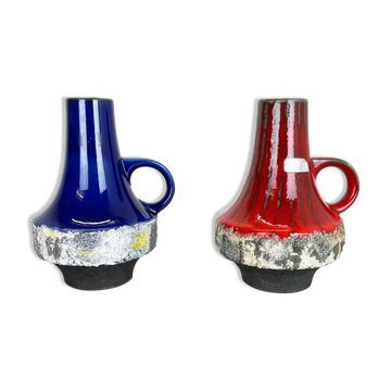 Set of 2 Ceramic UFO Pottery Vase Heinz Siery Carstens Tönnieshof, Germany, 1970