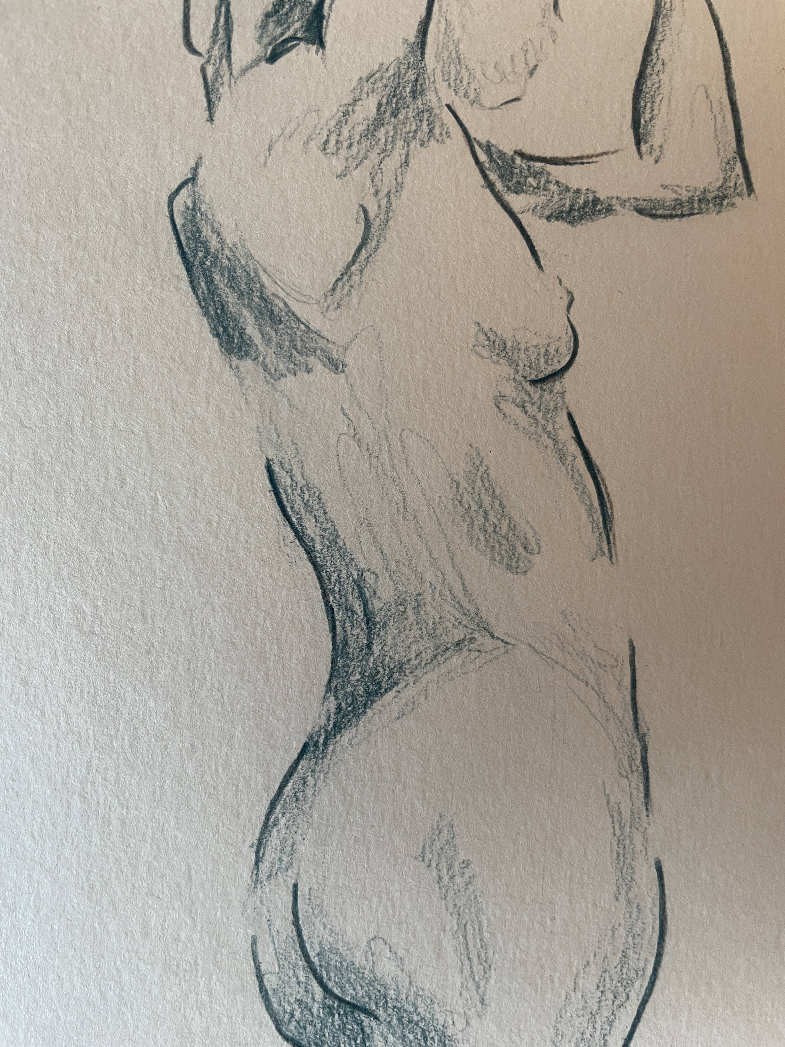 Tableau signé aquarelle portrait féminin « le lever »