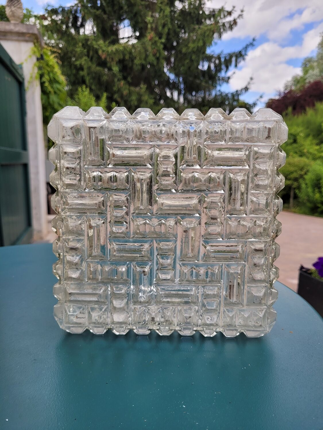 Square glass ceiling lamp