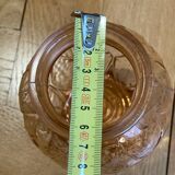 Vase boule art deco verre moulé rose
