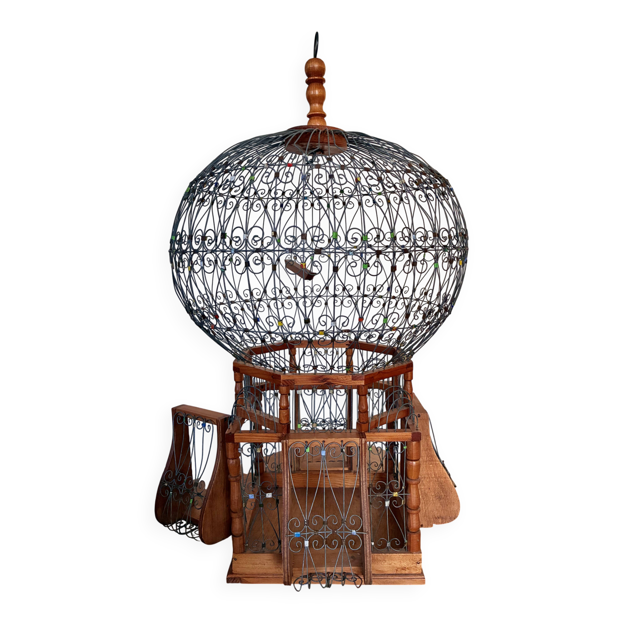 Cage à oiseaux en bois