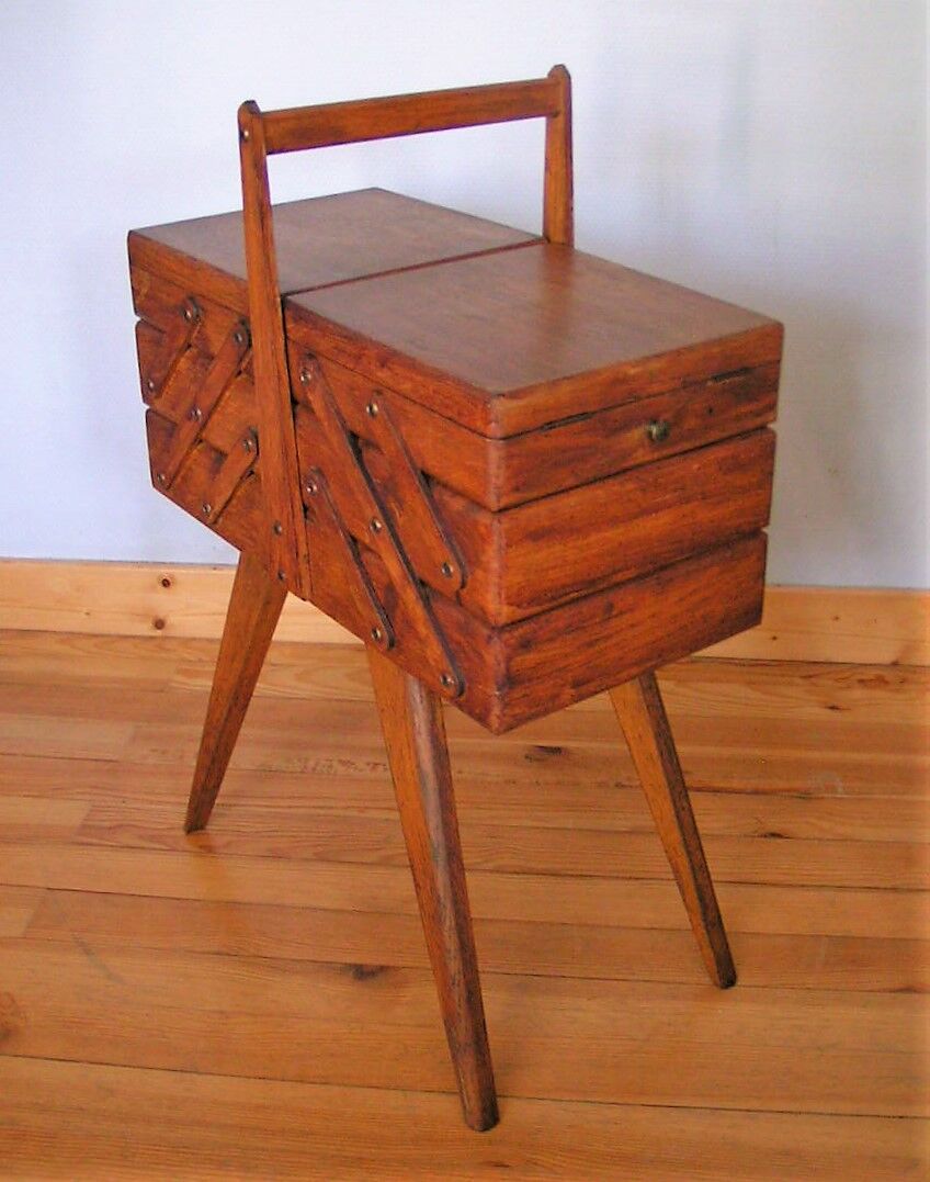 Worker sewing box feet compass