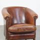 Cognac-colored sheepskin leather club chair