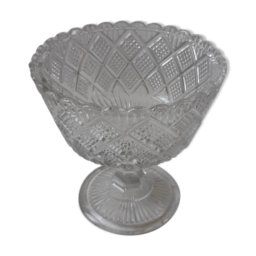 Coupe ancienne en verre moulé pressé de la Verrerie de Scailmont signée