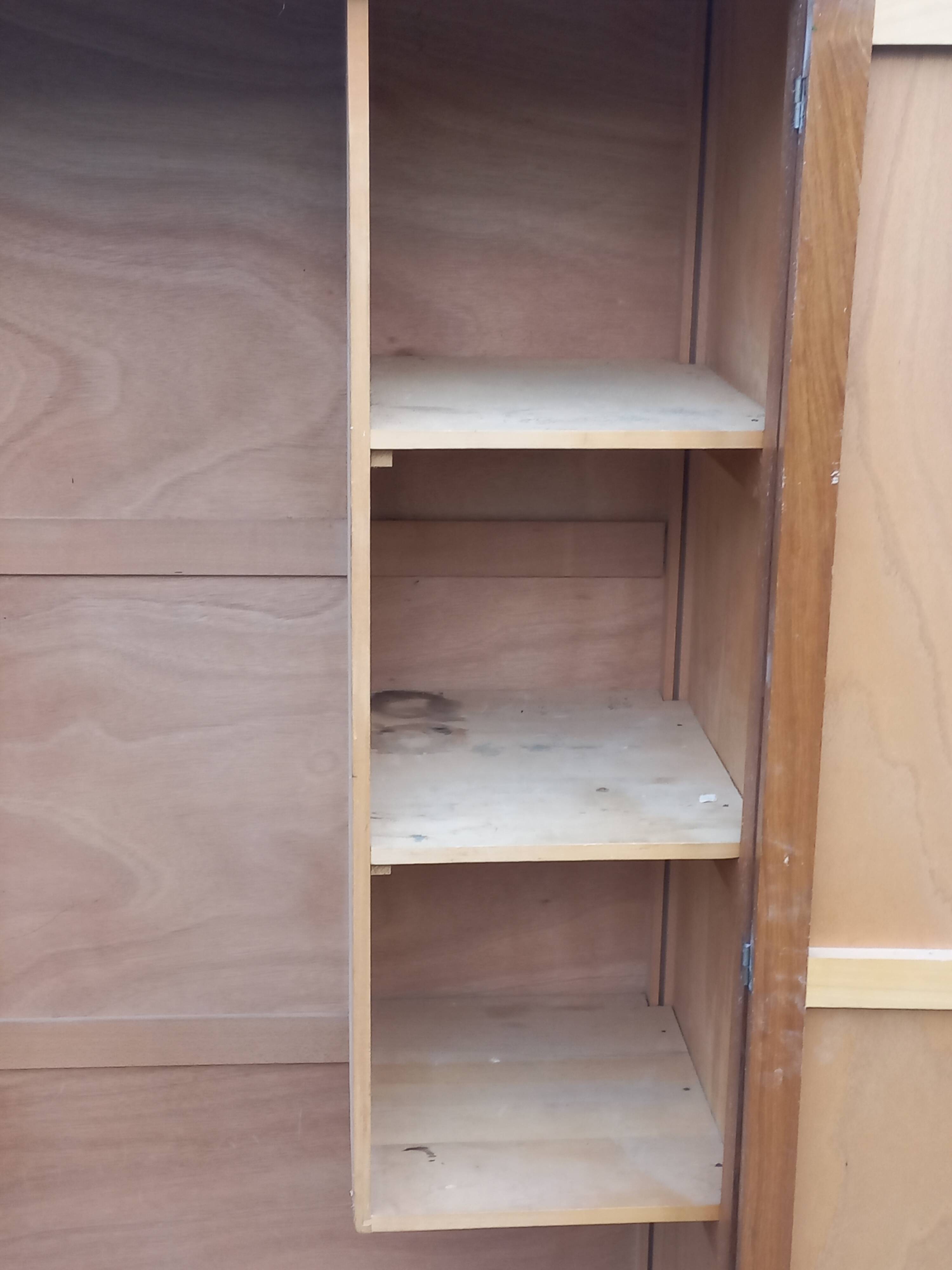 Vintage oak wardrobe with metal legs from the 1950s.
