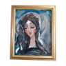 Portrait of a long-haired woman. Contemporary painter side: Hrasarkos.Acrylic.