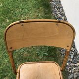 School chair brown vintage wood and metal painted wood way