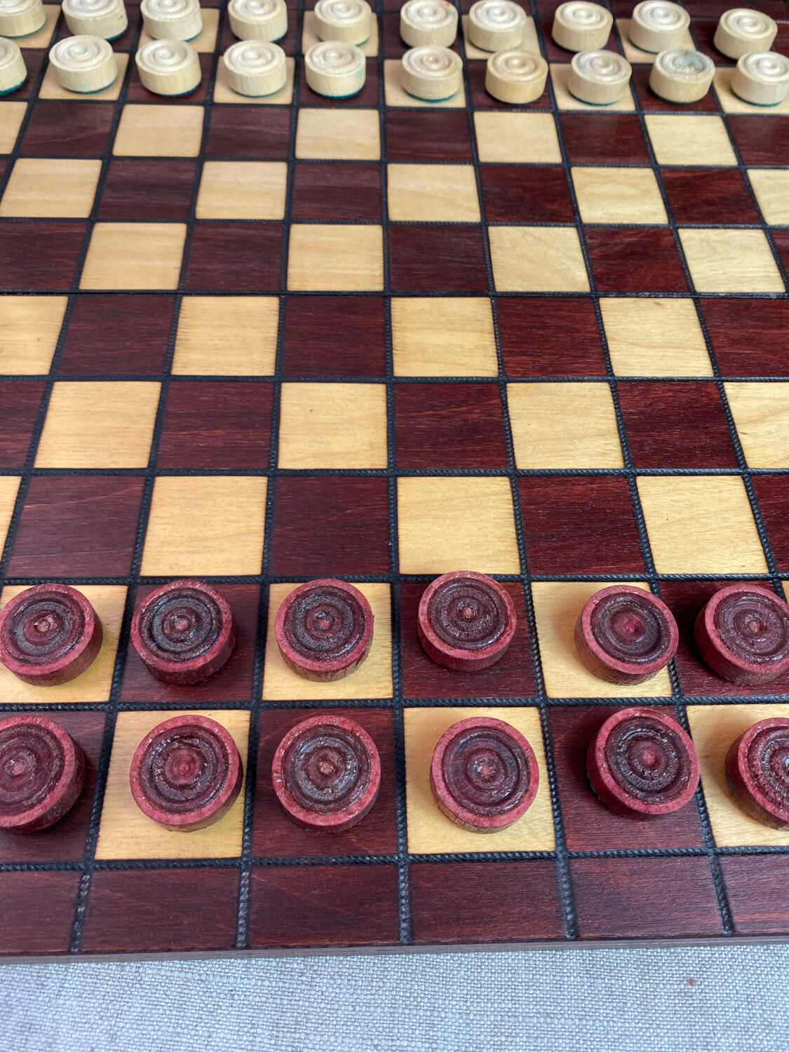 Wooden checkers game