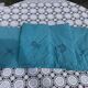 4 white linen napkins, emerald tinted, embroidered with flowers and monogrammed, old GM