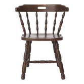 Vintage Western Style Wooden Chair, 1950s–1960s German Rustic Beechwood
