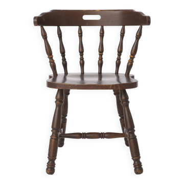 Vintage Western Style Wooden Chair, 1950s–1960s German Rustic Beechwood