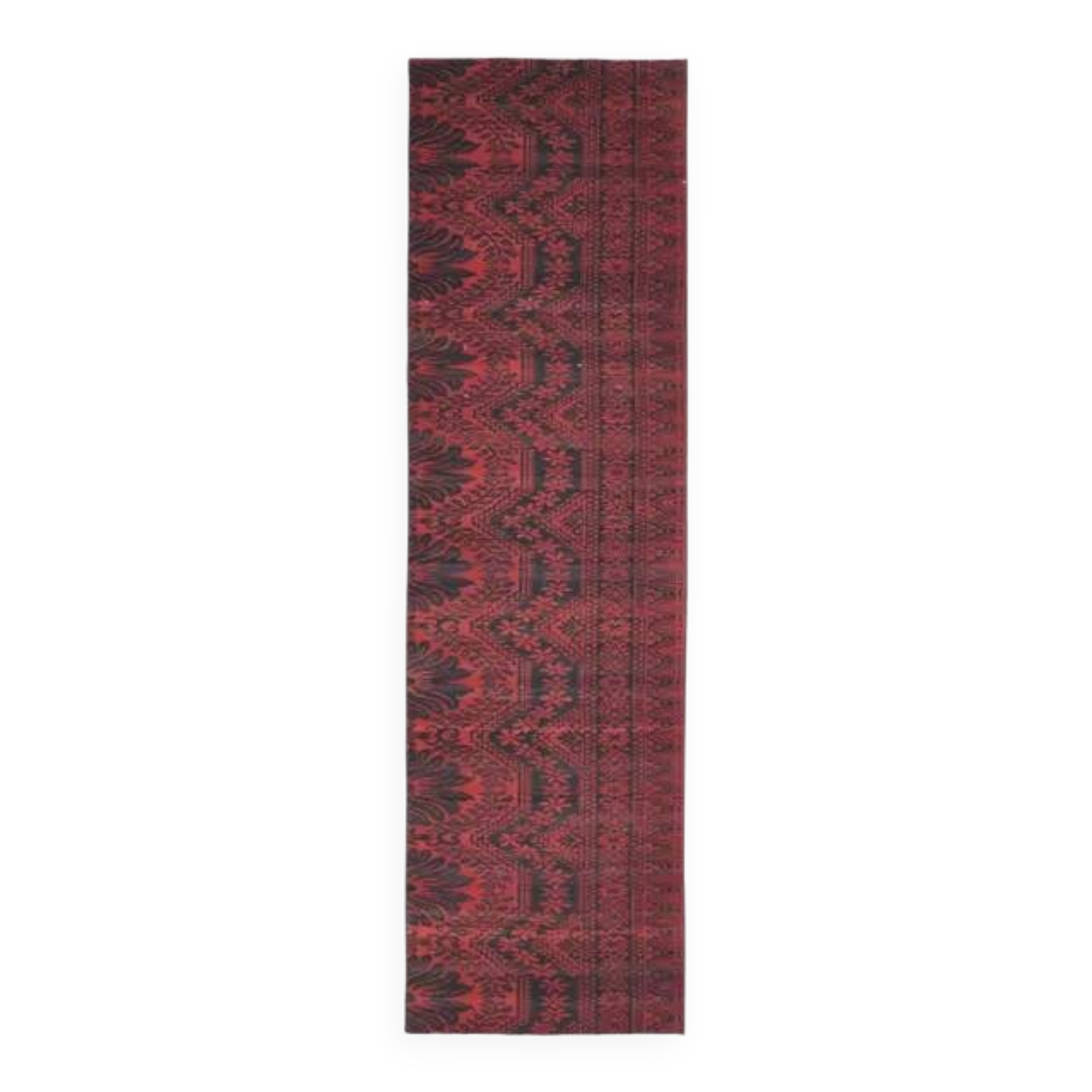 Vintage Turkish Oushak Handmade Wool Cotton Red Runner Rug 80x281