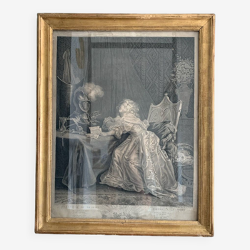 Ancien tableau Geneviève de Brabant vouée à la mort